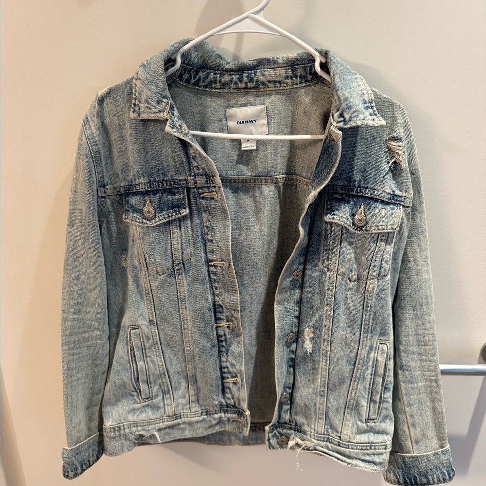 Old Navy Distressed Denim Blue Jacket